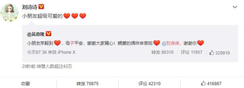 刘诗诗台北产子 刘诗诗的儿子叫什么名字