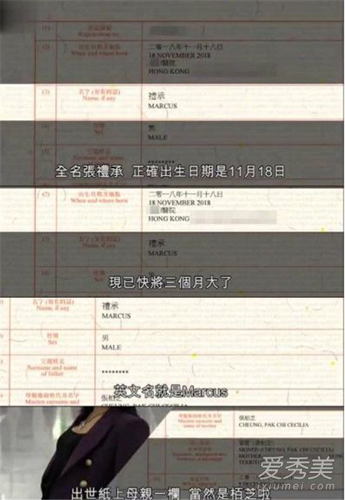 张柏芝三胎出生证 背后原因曝光让人心疼