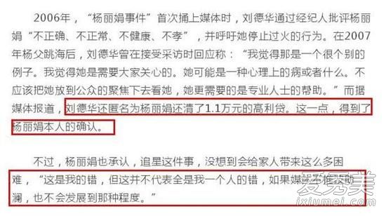 刘德华为杨丽娟还高利贷怎么回事