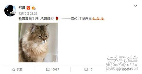 舒淇回应息影传闻：是休息不是休退