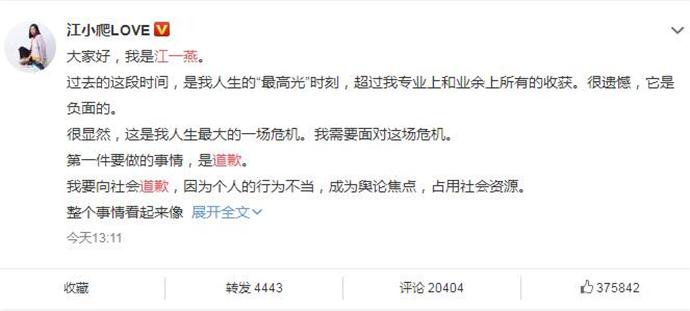 江一燕道歉说了什么 称会自己动手拆除违建别墅是怎么回事