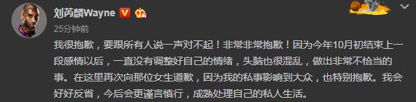 刘芮麟发文道歉说了什么？