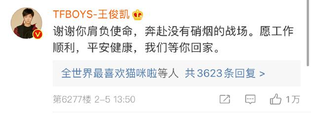 站姐奔赴武汉支援抗疫前线 王俊凯暖心回应:我们等你回家