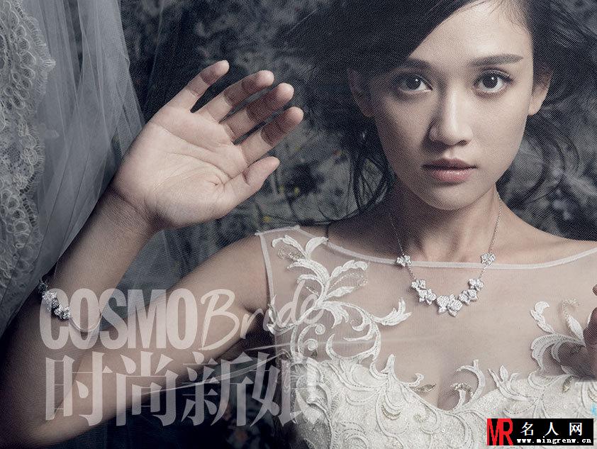 陈乔恩披婚纱登杂志 薄纱裹胸展完美曲线(1)