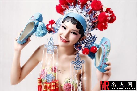 女主播张心儿京剧人体彩绘写真 半裸大尺度(1)