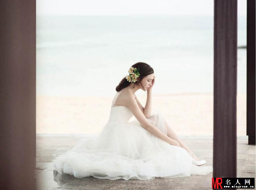 韩星车艺莲婚纱写真 清新淡雅回眸一笑(1)
