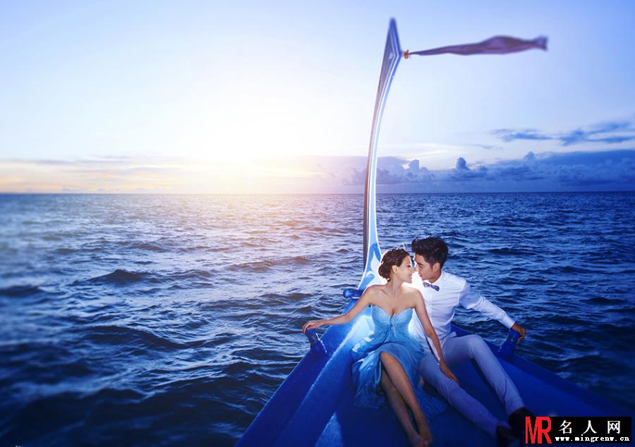 袁成杰携妻远赴马尔代夫 拍摄浪漫唯美婚纱照(1)