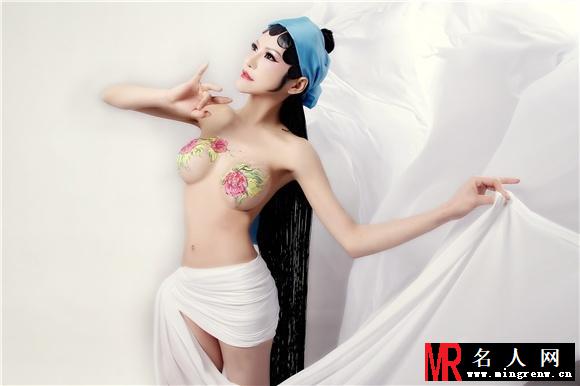 女主播张心儿京剧人体彩绘写真 半裸大尺度(1)