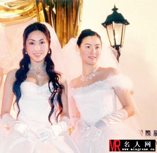 张柏芝黎姿昔日婚纱照 女神美艳动人(1)