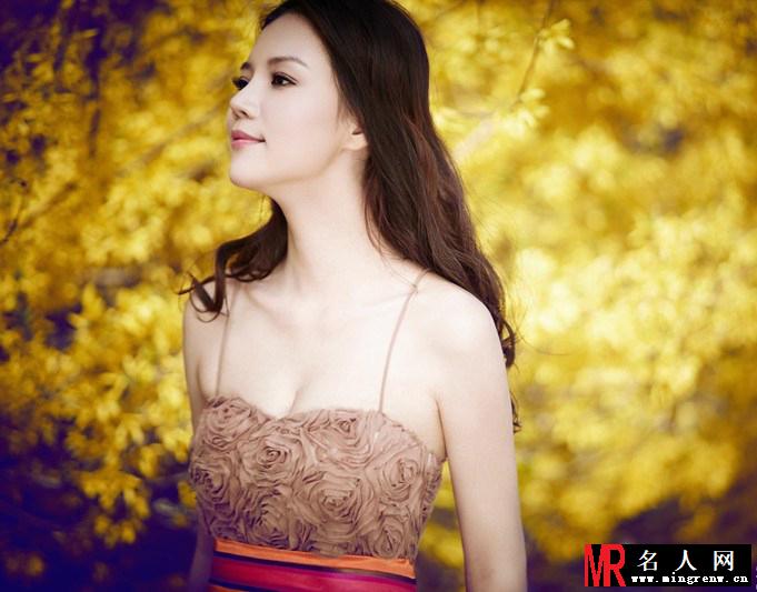 杨孟茜野外时尚写真 华丽长裙显性感身材(1)