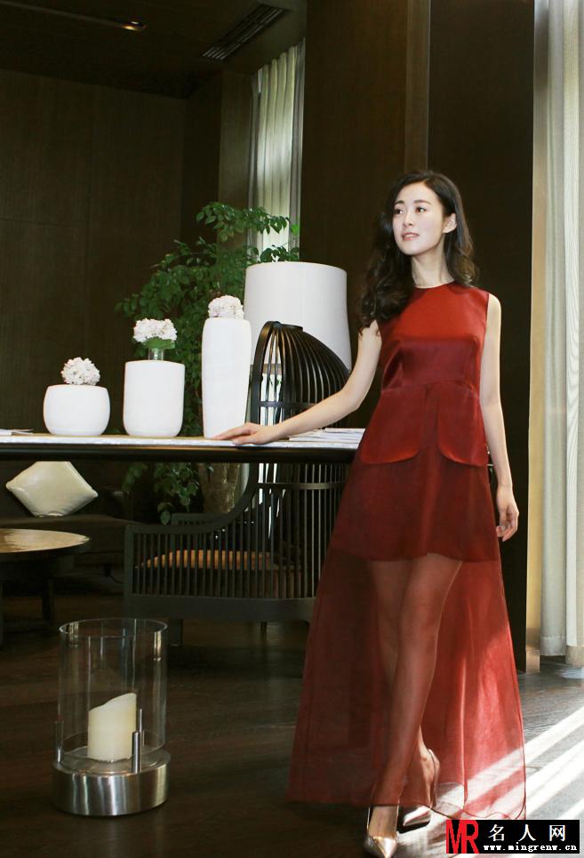 常思思唯美写真曝光 酒红色长裙性感优雅(1)