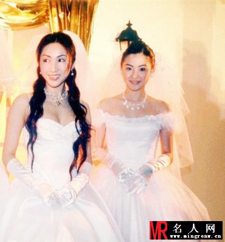 张柏芝黎姿昔日婚纱照 女神美艳动人(1)