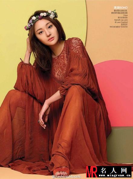 郑爽森林系写真 尽显邻家女孩美丽(1)