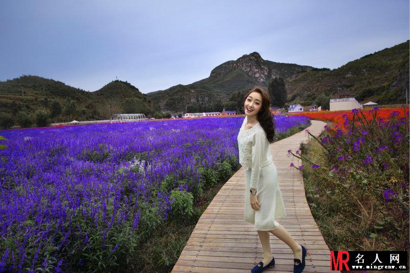 蒋梦婕花样写真 置身熏衣草花海显甜美(1)