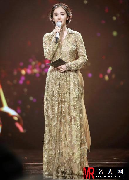 杨幂2014金鹰节图片 金色长裙夺人眼目(1)