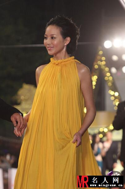 2007年12月第44届金马奖星光大道 张钧甯着黄裙出席(1)