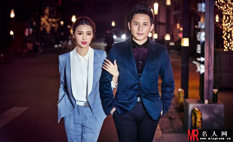 张杨果而与丈夫拍写真 复古深蓝尽显默契(1)