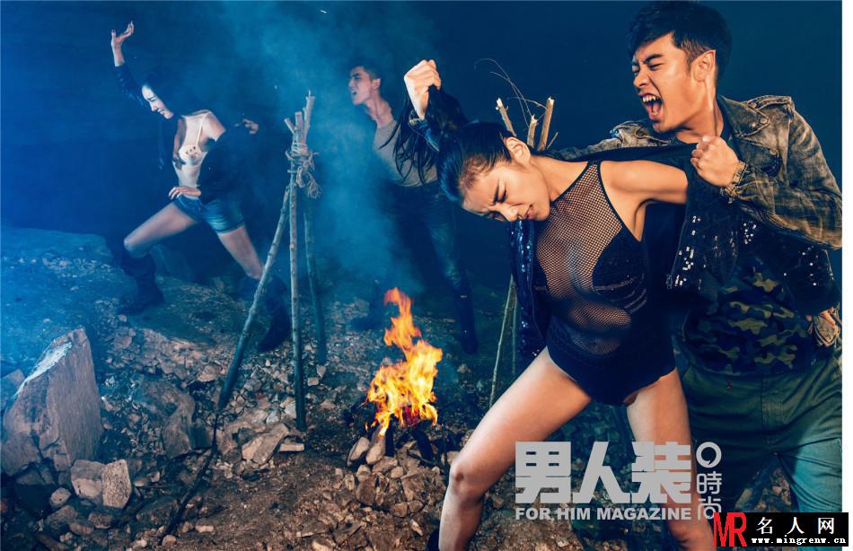 陈赫伊一《男人装》大片 山洞大尺度性感厮杀(1)