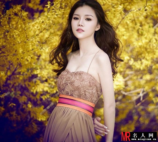 杨孟茜野外时尚写真 华丽长裙显性感身材(1)