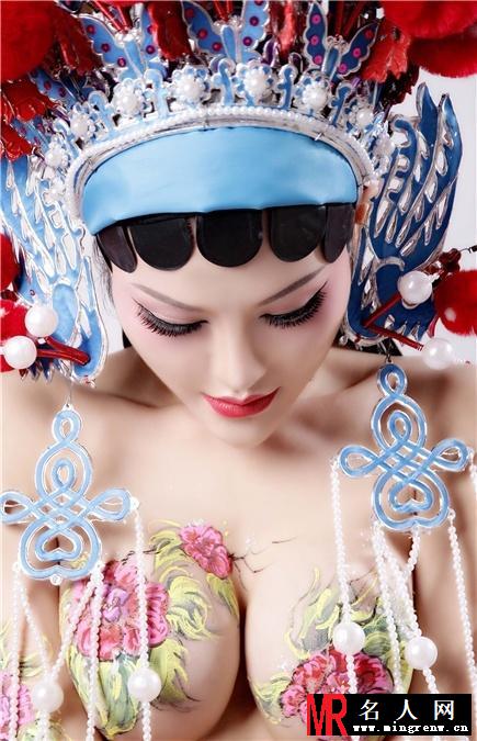 女主播张心儿京剧人体彩绘写真 半裸大尺度(1)