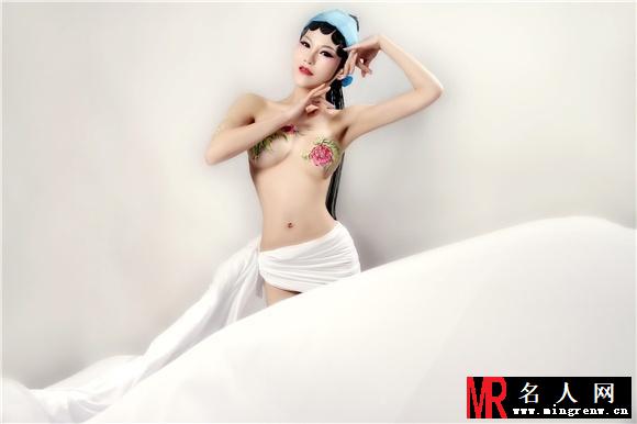 女主播张心儿京剧人体彩绘写真 半裸大尺度(1)