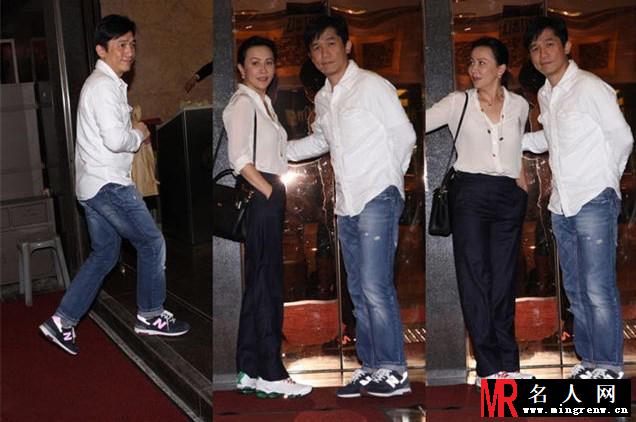 刘嘉玲梁朝伟休闲装亮相 穿运动鞋显潇洒(1)