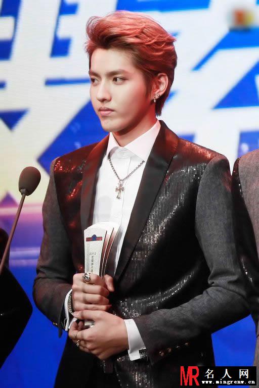 吴亦凡2013年百度沸点获奖 手持奖杯帅气发表获奖感言(1)