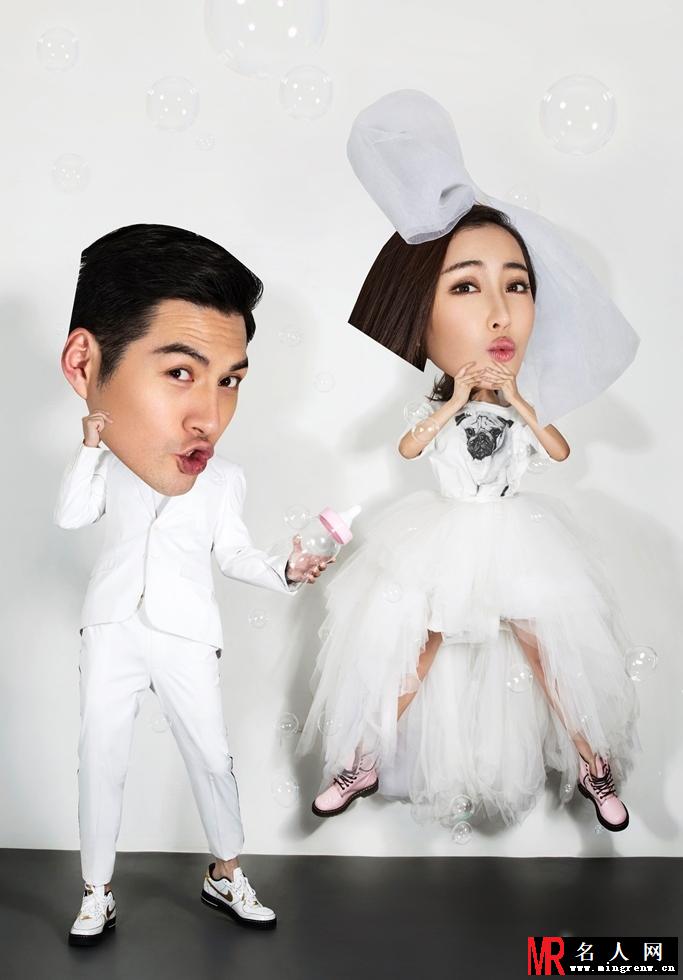 严宽杜若溪俏皮婚纱写真 甜美拥吻秀幸福(1)