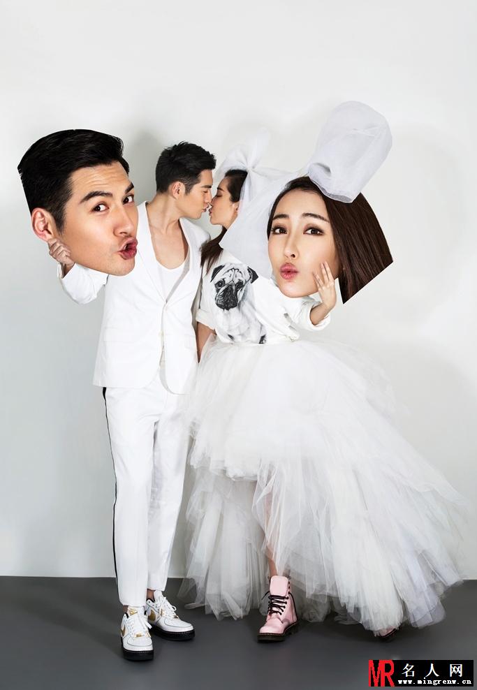严宽杜若溪俏皮婚纱写真 甜美拥吻秀幸福(1)