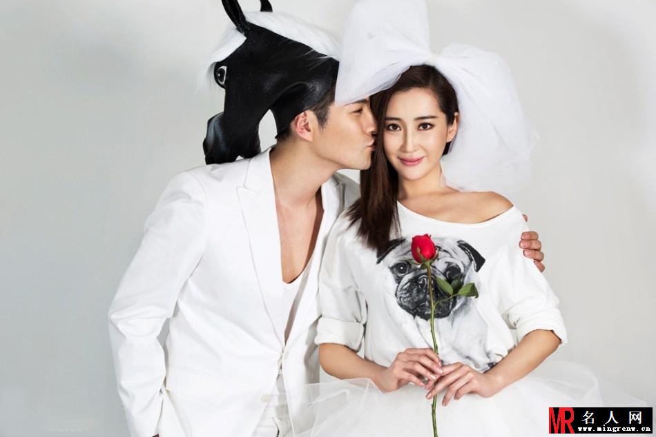 严宽杜若溪俏皮婚纱写真 甜美拥吻秀幸福(1)
