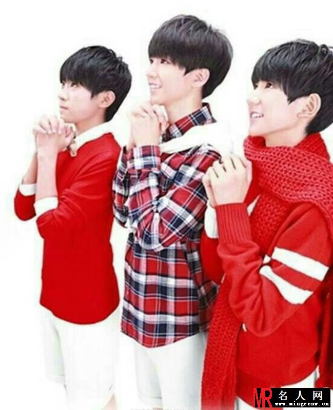 TFBOYS红色上衣卖萌祝福写真(1)