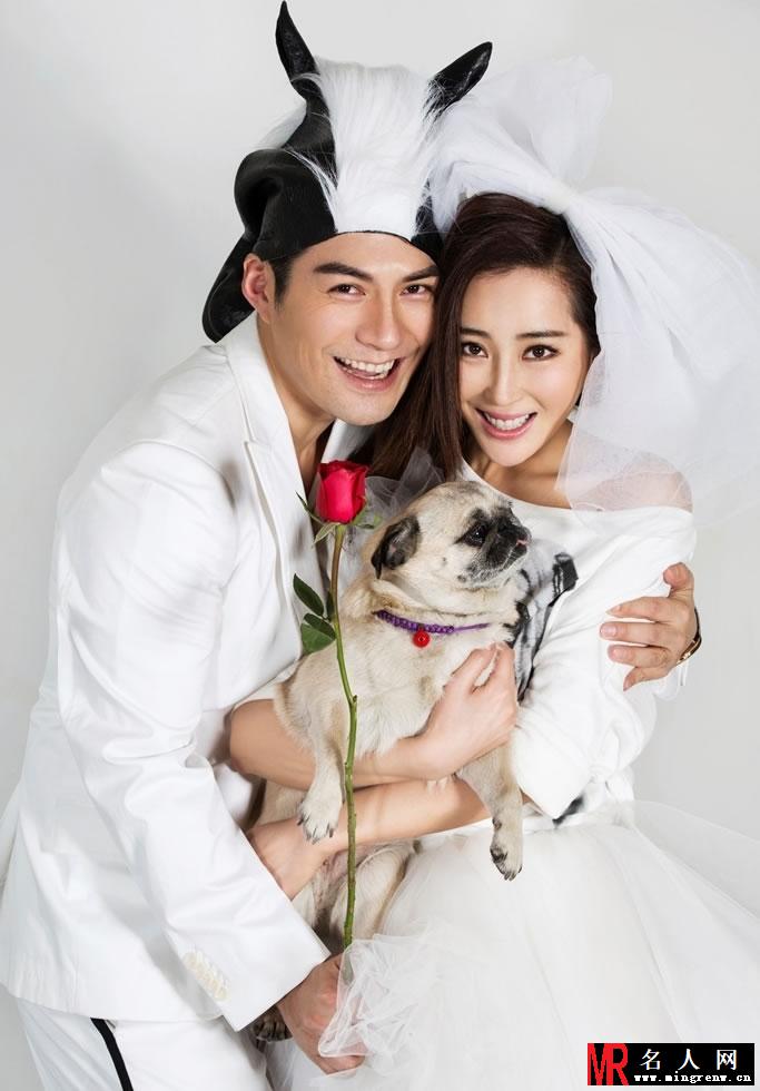 严宽杜若溪俏皮婚纱写真 甜美拥吻秀幸福(1)