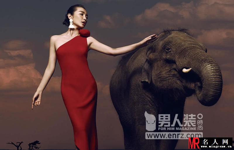 李冰冰《男人装》摩登大片 与大象默契十足(1)