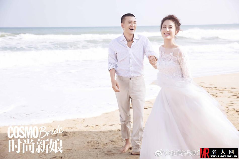 黄圣依杨子婚纱照 结婚十年海边相拥甜蜜浪漫(1)